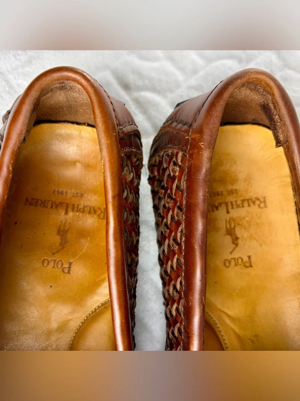 VTG 90s Ralph Lauren Leather Woven Loafers Men’s Size 10 Eclectic Grandpa vibe